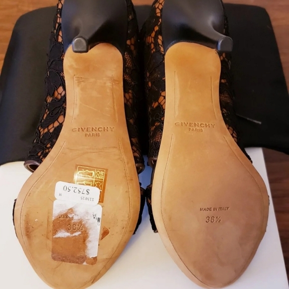 Givenchy Lace & Leather Peep-toe Heels - Picture 4 of 7